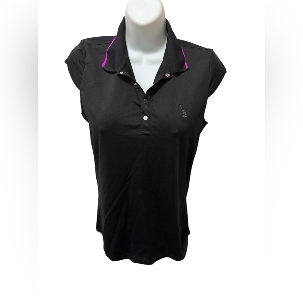 RLX Ralph Lauren Black Label Stretch Polo Shirt Sz S Cap Sleeve Snap Neck Golf